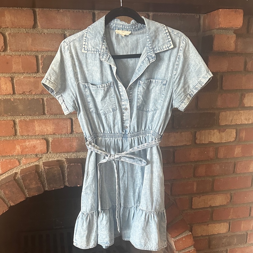 Light Blue Denim Dress with Belt